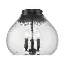  1094-3FM BLK-HCG - Ariella 3-Light Flush Mount in Matte Black with Hammered Clear Glass